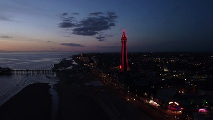 Blackpool Tower lit up in red for Jordan Banks
