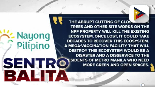 Planong pagpapatayo ng major vaccination facility sa Nayong Pilipino, tuloy ayon sa DOH; DOT, nilinaw na walang puputuling puno sa pagtatayo ng naturang vaccination facility