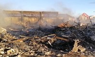 Cagliari - Incendio in deposito cinese, operazioni di bonifica (13.05.21)