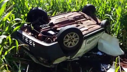 Helicóptero do Paraná Urgência interdita rodovia BR-467 para atender vítima de capotamento