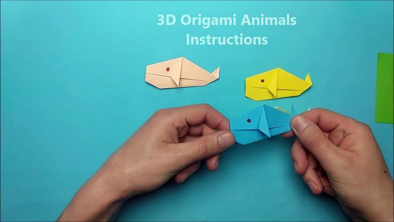 Origami Whale Tutorial With Sticky Notes Paper Sea Water Animals Paper 3d Animals Easy Video Dailymotion