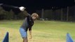 Guy Takes Several One Handed Golf Shots One After Another