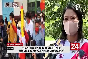 Transparencia pide a Castillo y Fujimori moderar sus mensajes para evitar violencia