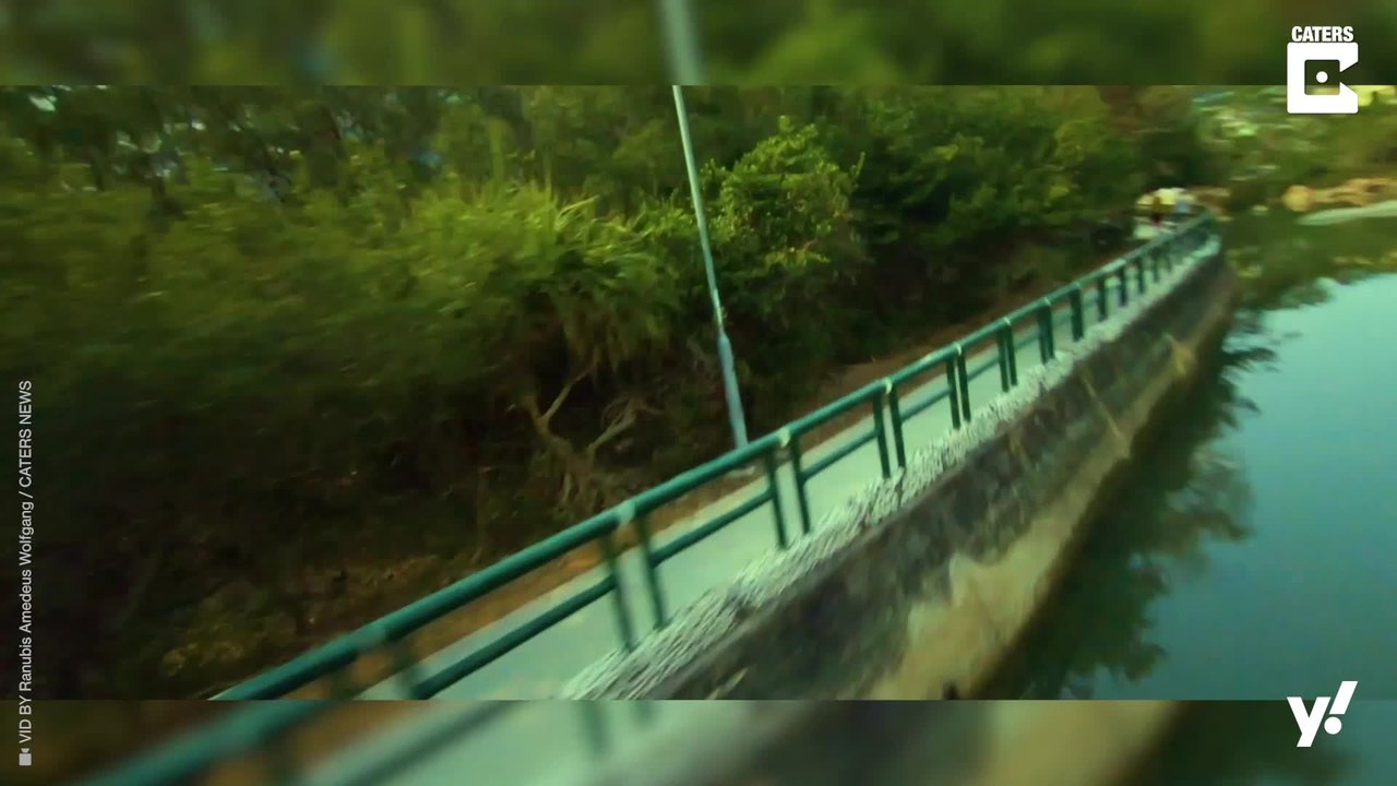 Irrer Drohnenflug über Hong Kong