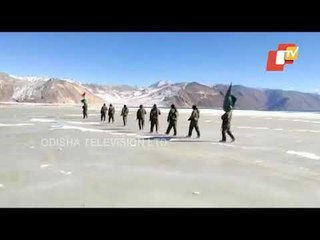 ITBP Jawans Celebrate Republic Day 2021 By Marching With Tricolour On Frozen Water Body In Laddakh