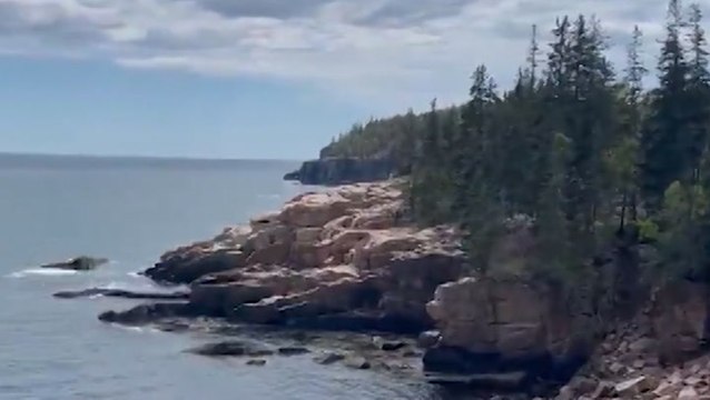 Hikers enjoy a sunny day in Acadia National Park
