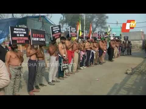 Topless Farmers Protest At Tikri Border