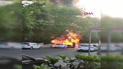 SARIYER'DE OTOBÜS ALEV ALEV YANDI(