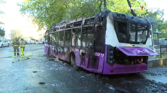 İETT otobüsü alev alev yandı