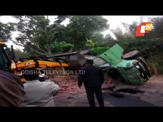A Fish-Laden Truck & A Brick-Laden Mini Truck Overturn In Nayagarh