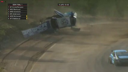 RallycrossX Nordic 2021 Holjes Race 3 Semi Final 1 Andersson Huge Crash Rolls