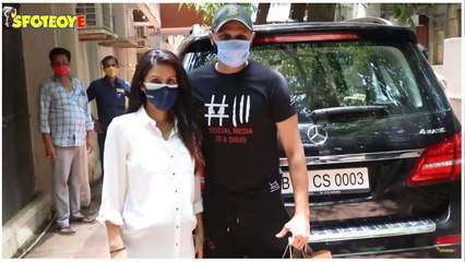 Harbhajan Singh With Wife Geeta Basra Snapped At A Maternity Clinic