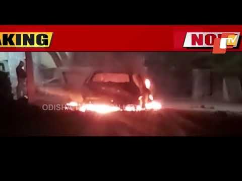 Road Mishap In Bhubaneswar, Irate Locals Torch Car