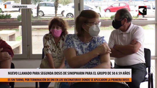 Nuevo llamado para segunda dosis de Sinopharm para el grupo de 50 a 59 años y mayores de 60 años en Misiones