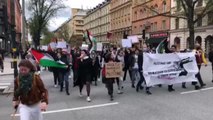 STOCKHOLM - İsveç'te İsrail'in Filistin'e yönelik saldırıları protesto edildi