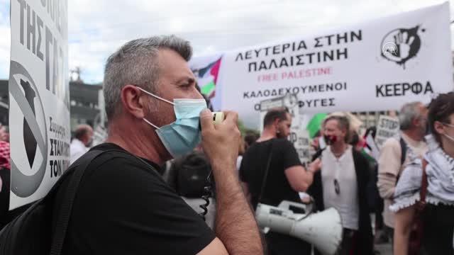 Yunanistan'da, İsrail'in Mescid-i Aksa'ya ve Filistinlilere yönelik saldırıları protesto edildi