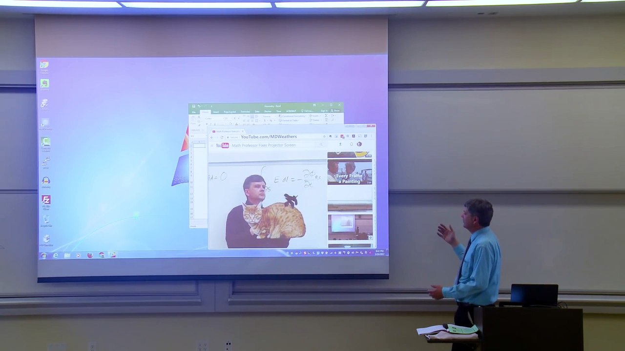 Math Professor Fixes Projector Screen April Fools Prank