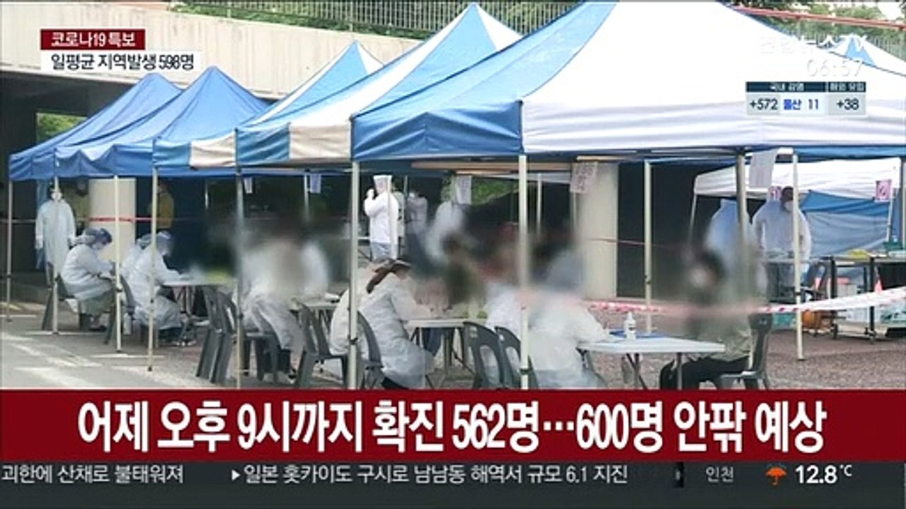 어제 오후 9시까지 신규 확진 562명…600명 안팎 예상