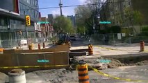 The fairly large discovered sinkhole in the middle of the college and st. george intersection