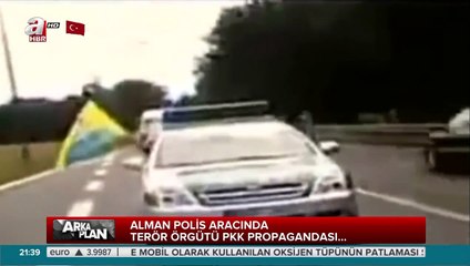 Alman polis aracında PKK paçavrası!
