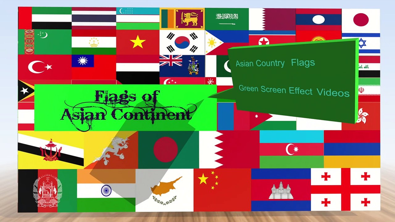 ASIAN CONTINENT COUNTRY NATIONAL FLAG ANIMATED GREEN SCREEN EFFECT BACKGROUND VIDEO | national flags