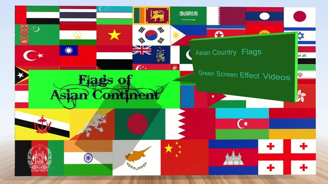 ASIAN CONTINENT COUNTRY NATIONAL FLAG ANIMATED GREEN SCREEN EFFECT BACKGROUND VIDEO | national flags