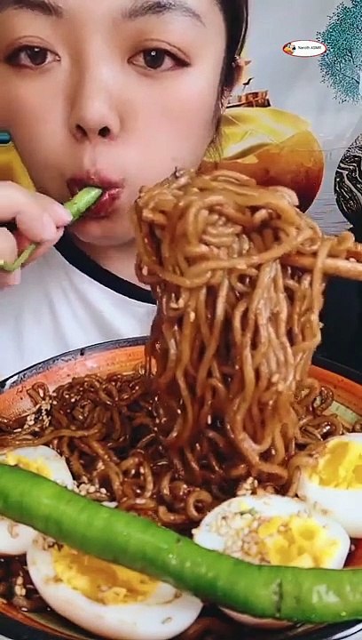 Asmr Mukbange:15 Soft Boiled Eggs Recipe* Fried Fire Noodle