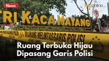 HINDARI KERUMUNAN !! RUANG TERBUKA HIJAU PUTRI KACA MAYANG DIPASANG GARIS POLISI !