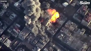 IDF release aerial footage of huge airstrikes targeting alleged Hamas intelligence buildings in Gaza