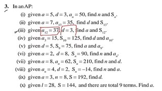 given a12 = 37, d = 3, find a and S12.  are total 9 terms. Find a.