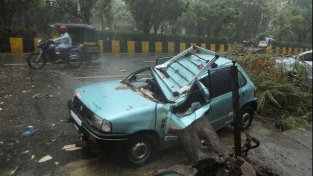 Powerful Cyclone hits Mumbai, trees uprooted