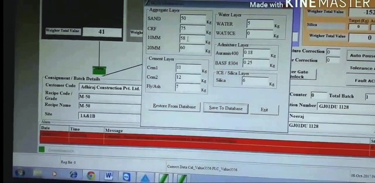 Tolerance setting CP-30 batching plant/batching plant tolerance setting