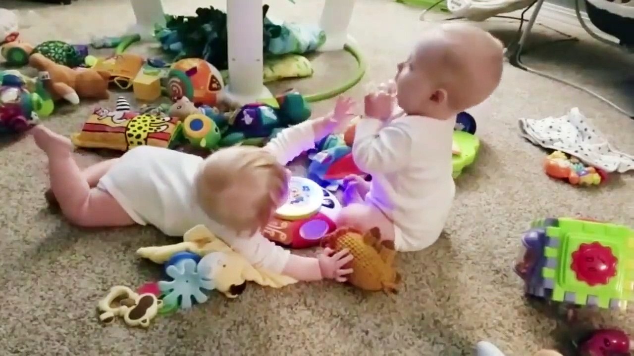 Funny Twins Baby Playing Together - Funniest  Baby Video