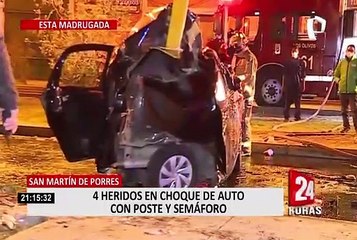 Excesiva velocidad habría provocado violento choque que dejó cuatro heridos en SMP