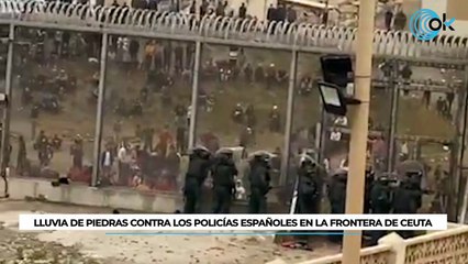 Lluvia de piedras contra los policías españoles en la frontera de Ceuta
