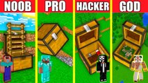 Minecraft Battle_ INSIDE CHEST HOUSE BUILD CHALLENGE - NOOB vs PRO vs HACKER vs GOD Animation BLOCK