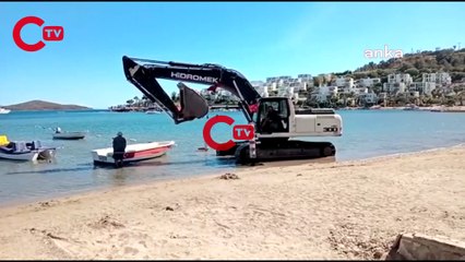 Bodrum'da mavi bayraklı plajda şoke eden anlar