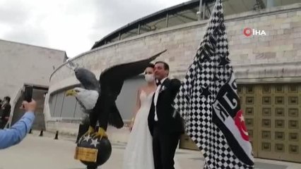 Nikahtan sonra Beşiktaş Stadı'na geldiler