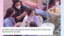 Lily Collins - Emily in Paris saison 2 : Très stylée sur le tournage, le temps maussade s'invite