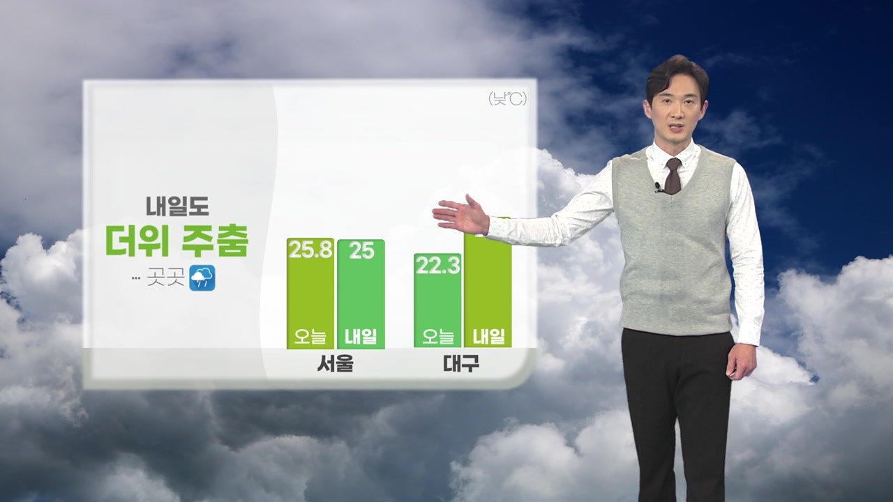 [날씨] 내일도 더위 주춤...내륙 곳곳 소나기 / YTN