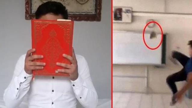 Kur'an-ı Kerim'e tekme atan genç, video çekerek kendisini savundu: Kur'an olduğunu bilmiyordum, aşırı pişmanım