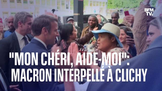 Mon chéri, aide-moi ! : une femme interpelle Emmanuel Macron à Clichy-sous-Bois