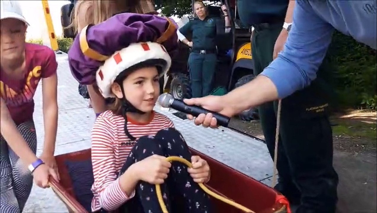 Soapbox fun featuring a young "Queen"