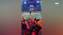 لحظة فوز مصطفى عسل ببطولة الجونة الدولية للإسكواش واحتفالة مع الجمهور