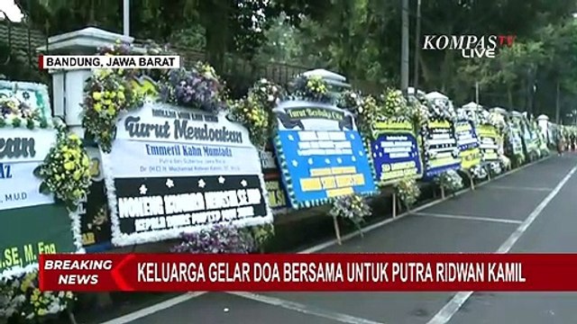 Suasana Terkini Gedung Pakuan, Karangan Bunga untuk Eril Terus Berdatangan