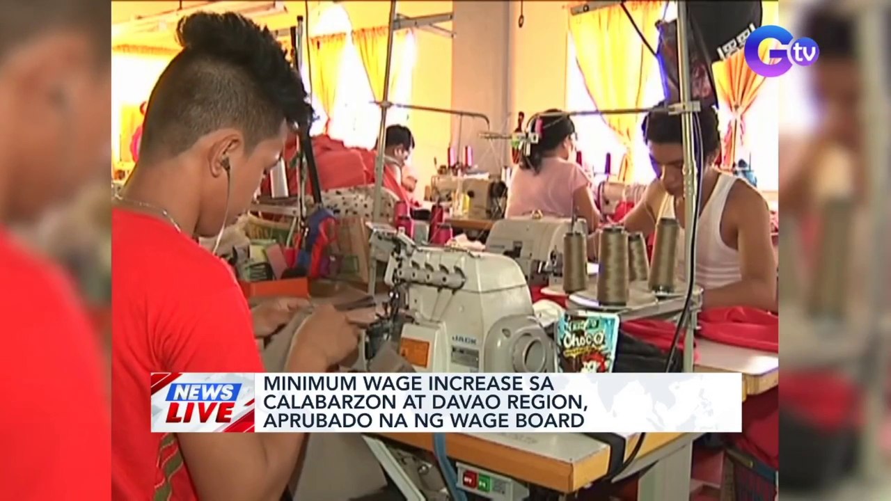 Minimum wage increase sa CALABARZON, at Davao Region, aprubado na ng