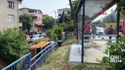 Hafriyat kamyonu dereye böyle düştü