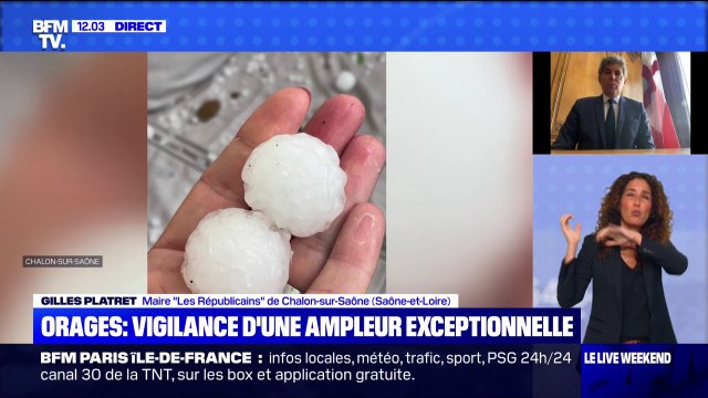 Gilles Platret, maire de Chalon-sur-Saône: On a fini avec des grêlons qui avaient la grosseur d'une balle de golf