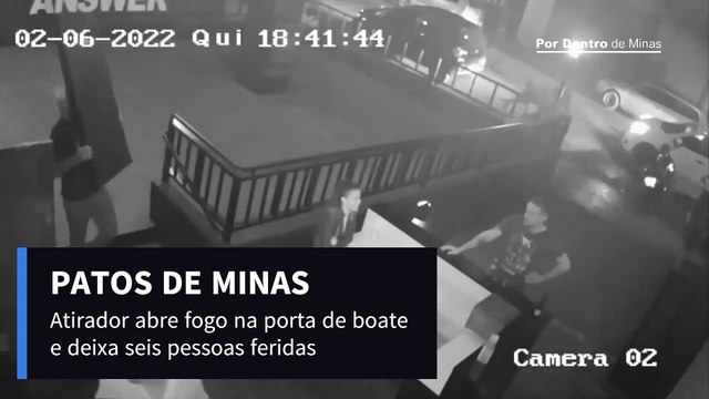 Confira o momento em que o atirador abre fogo em frente a boate em Patos de Minas