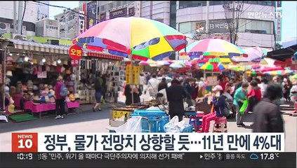 정부, 물가 전망치 상향할 듯…11년 만에 4%대